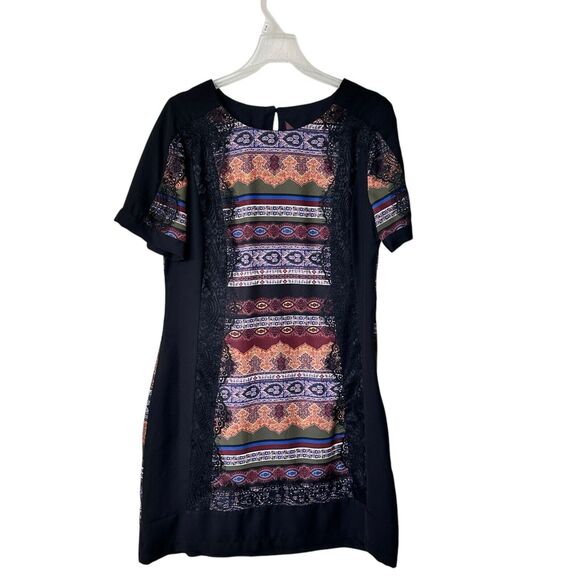 Anthropologie Ranna Gill Lace Trim short sleeves shift dress size 12 - Picture 1 of 10